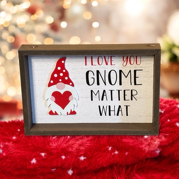 Valentine's Home decor: 2 Large Gnomes, 2 Wooden Signs. Gnomes Never Used. - Picture 2 of 4